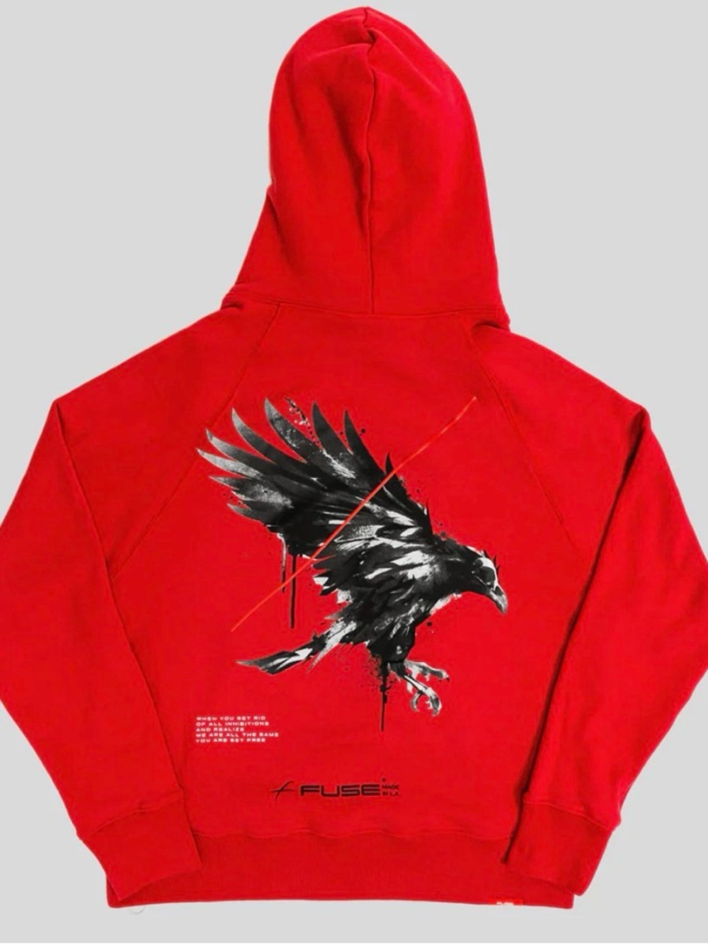 FUSE set yourself free Red Hoodie with Black Eagle Graphic by Fuse